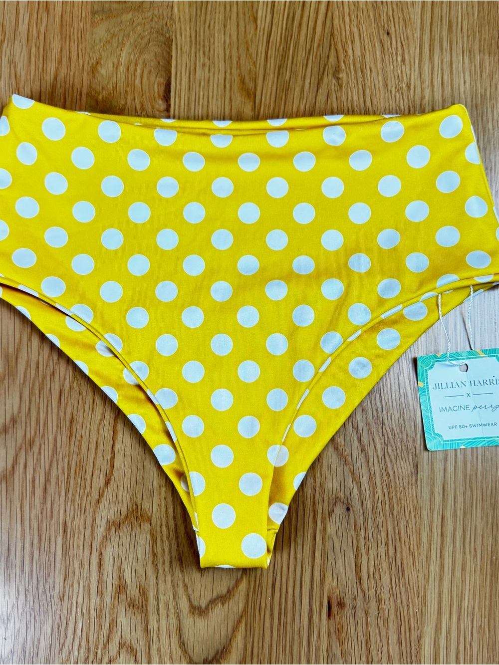 High-Waist Yellow Polka Dot Bikini Bottom by Jillian Harris x Imagine Perry